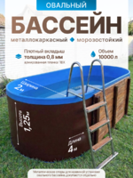 Овальный бассейн 4,0*2,0*1,25м заглубленный, металлический каркас с плотным вкладышем 900мкр 